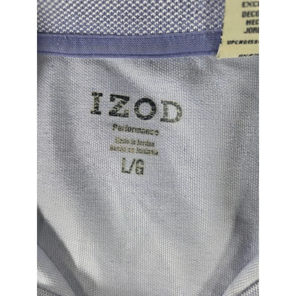 IZOD Performance Mens Short Sleeve Pique Polo Shirt Light Blue Large - Picture 4 of 6